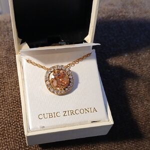 Macy's Gold and Orange Cubic Zirconia Necklace